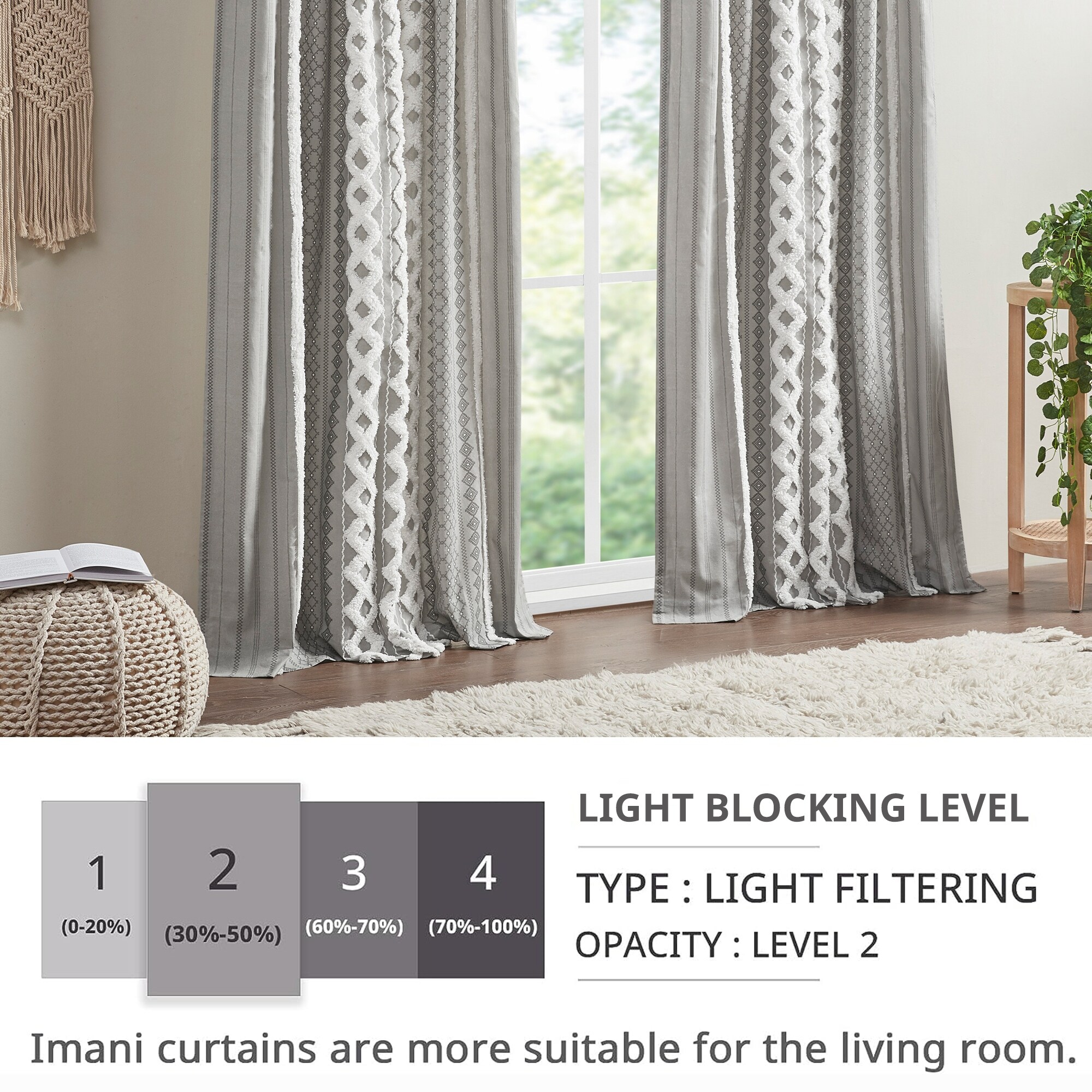 INK+IVY Imani Cotton Printed Single Curtain Panel with Chenille